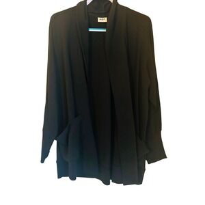 Pact Organic Cotton Black Airplane Wrap Cardigan Pockets Size XL Womens